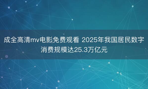 成全高清mv电影免费观看 2025年我国居民数字消费规模达25.3万亿元