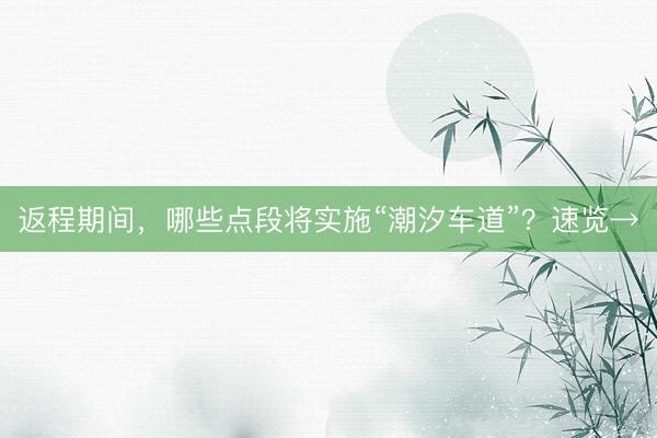 返程期间，哪些点段将实施“潮汐车道”？速览→