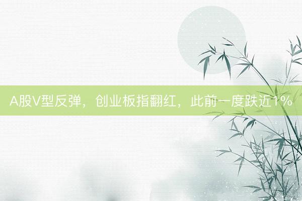 A股V型反弹，创业板指翻红，此前一度跌近1%