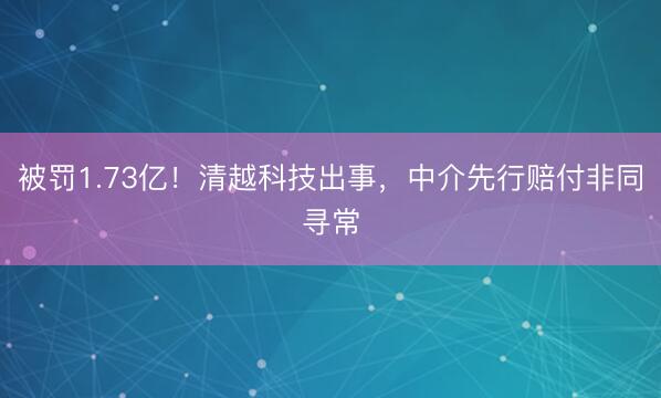 被罚1.73亿！清越科技出事，中介先行赔付非同寻常