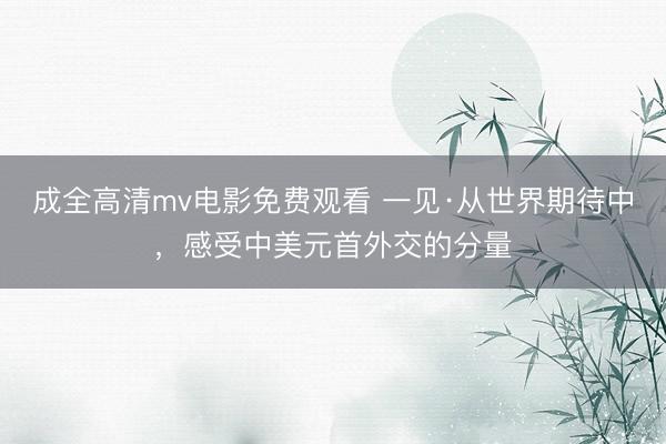 成全高清mv电影免费观看 一见·从世界期待中，感受中美元首外交的分量