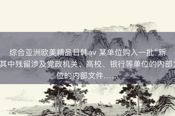 综合亚洲欧美精品日韩ąv 某单位购入一批“新”硬盘，其中残留涉及党政机关、高校、银行等单位的内部文件……