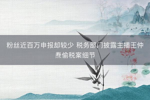 粉丝近百万申报却较少 税务部门披露主播王仲焘偷税案细节