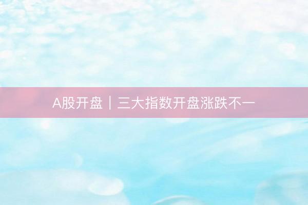 A股开盘｜三大指数开盘涨跌不一