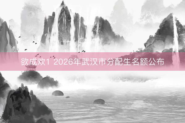 欲成欢1 2026年武汉市分配生名额公布