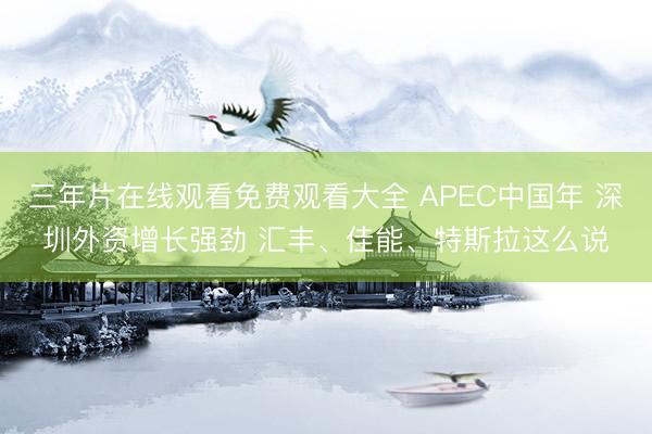 三年片在线观看免费观看大全 APEC中国年 深圳外资增长强劲 汇丰、佳能、特斯拉这么说