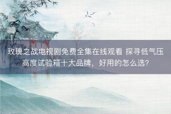 玫瑰之战电视剧免费全集在线观看 探寻低气压高度试验箱十大品牌，好用的怎么选？