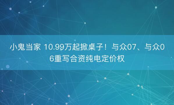 小鬼当家 10.99万起掀桌子！与众07、与众06重写合资纯电定价权