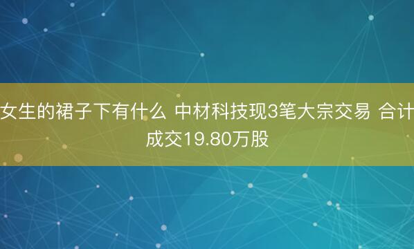 女生的裙子下有什么 中材科技现3笔大宗交易 合计成交19.80万股