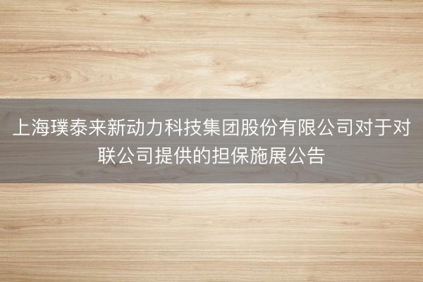 上海璞泰来新动力科技集团股份有限公司对于对联公司提供的担保施展公告