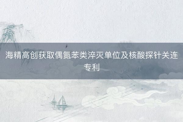 海精高创获取偶氮苯类淬灭单位及核酸探针关连专利