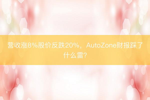 营收涨8%股价反跌20%，AutoZone财报踩了什么雷？
