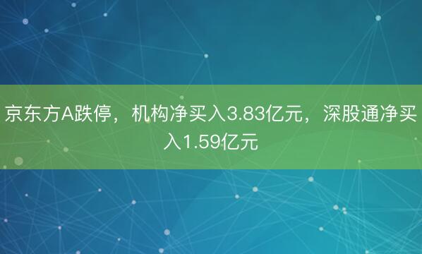 京东方A跌停，机构净买入3.83亿元，深股通净买入1.59亿元