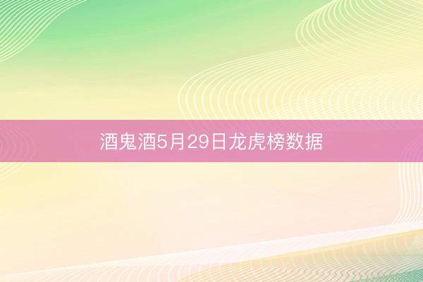 酒鬼酒5月29日龙虎榜数据
