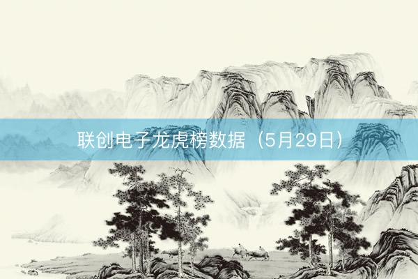 联创电子龙虎榜数据（5月29日）