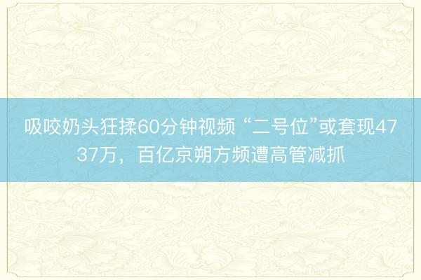 吸咬奶头狂揉60分钟视频 “二号位”或套现4737万，百亿京朔方频遭高管减抓