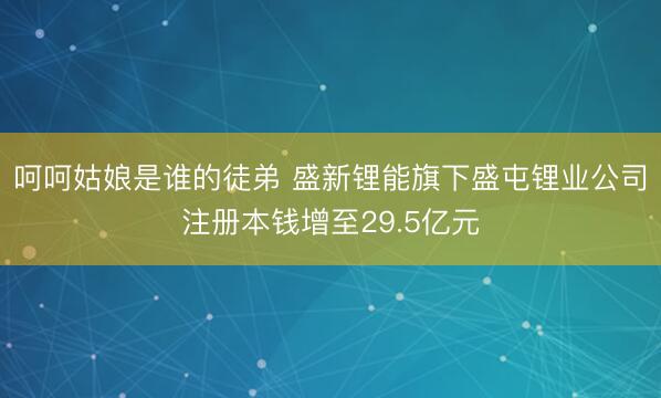 呵呵姑娘是谁的徒弟 盛新锂能旗下盛屯锂业公司注册本钱增至29.5亿元