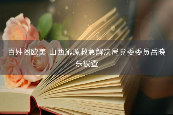 百姓阁欧美 山西沁源救急解决局党委委员岳晓东被查