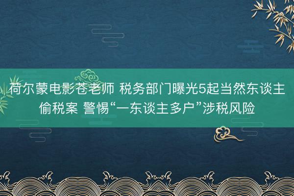 荷尔蒙电影苍老师 税务部门曝光5起当然东谈主偷税案 警惕“一东谈主多户”涉税风险