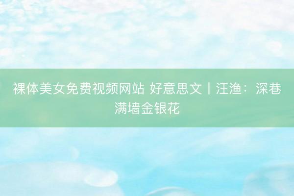 裸体美女免费视频网站 好意思文丨汪渔：深巷满墙金银花