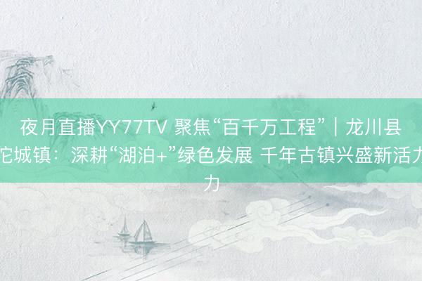 夜月直播YY77TV 聚焦“百千万工程”｜龙川县佗城镇：深耕“湖泊+”绿色发展 千年古镇兴盛新活力