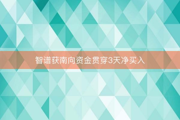 智谱获南向资金贯穿3天净买入