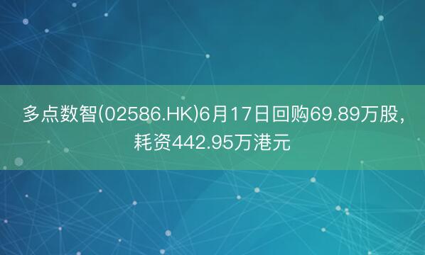 多点数智(02586.HK)6月17日回购69.89万股，耗资442.95万港元